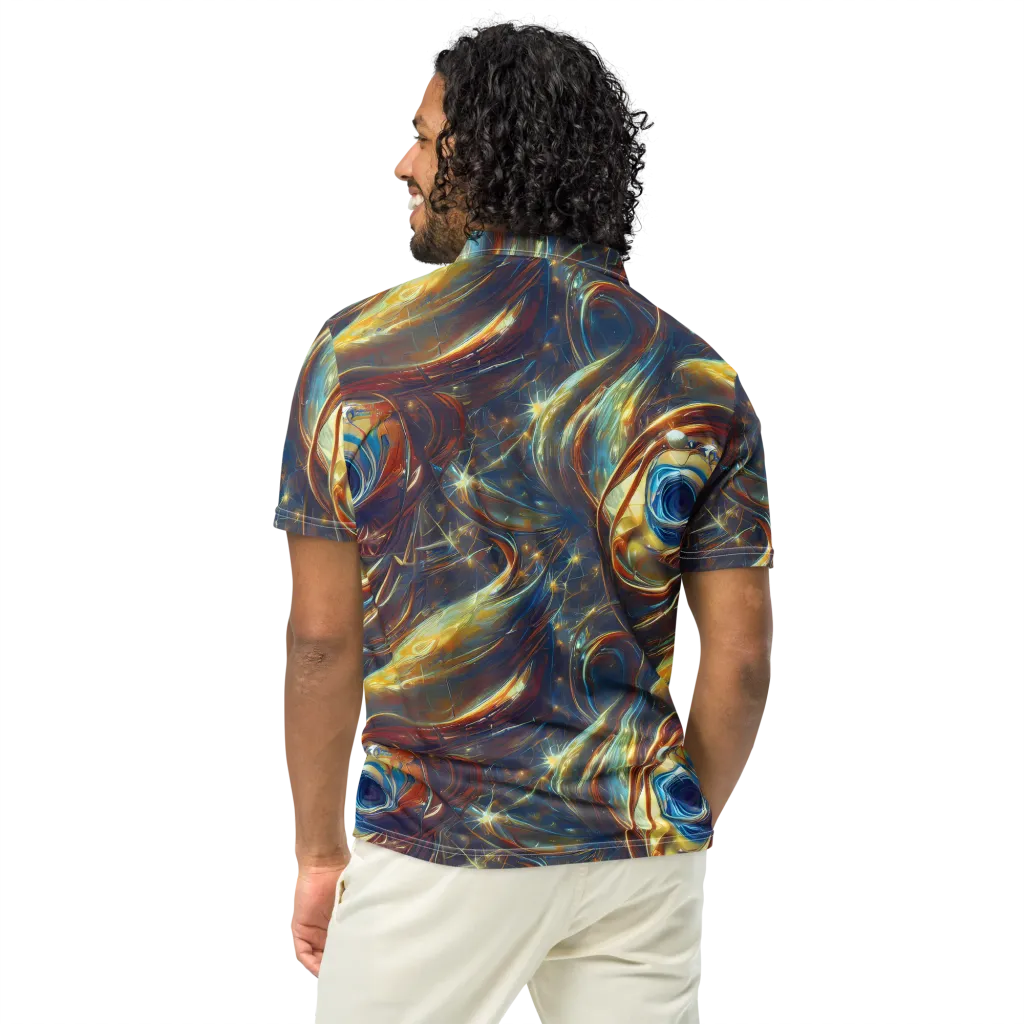 Celestial Vortex on Men's Slim Fit Polo Shirt — Back