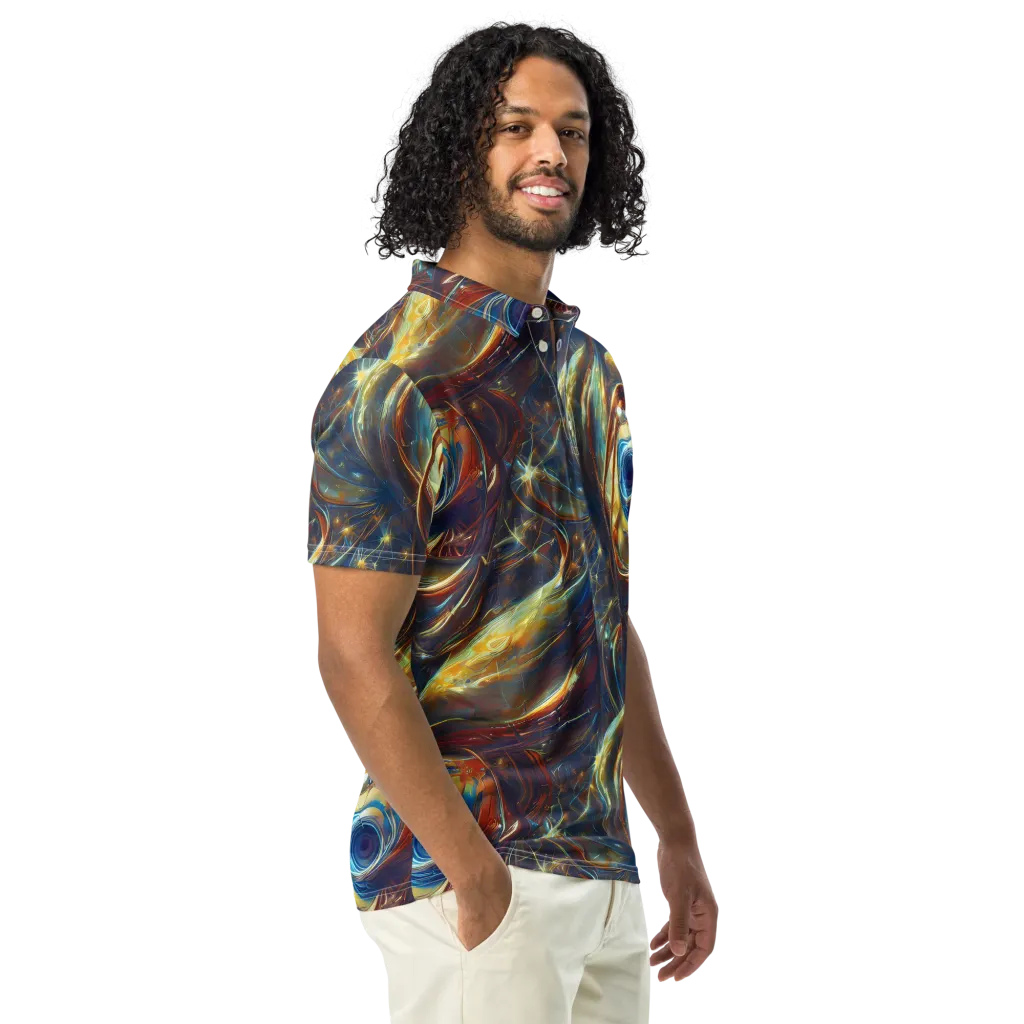 Celestial Vortex on Men's Slim Fit Polo Shirt — Right Front