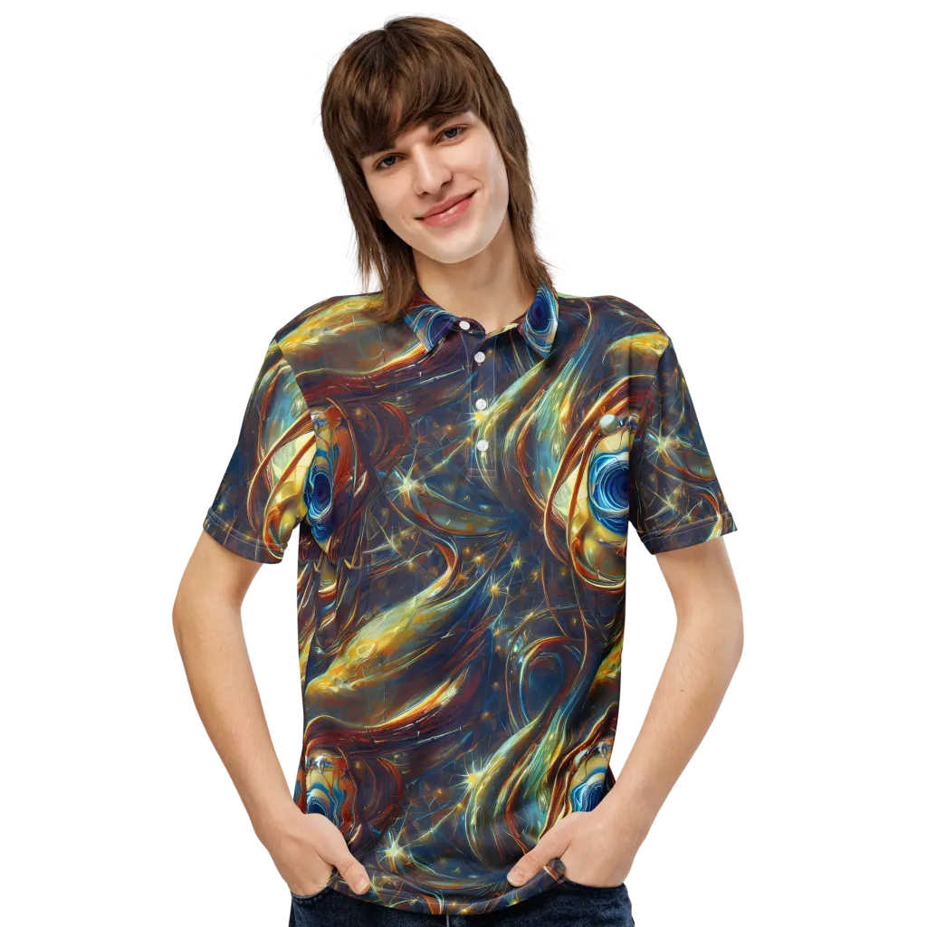 Celestial Vortex on Men's Slim Fit Polo Shirt — Front
