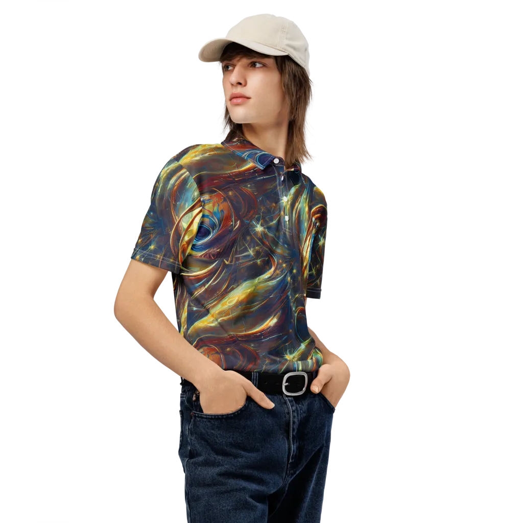 Celestial Vortex on Men's Slim Fit Polo Shirt — Right Front