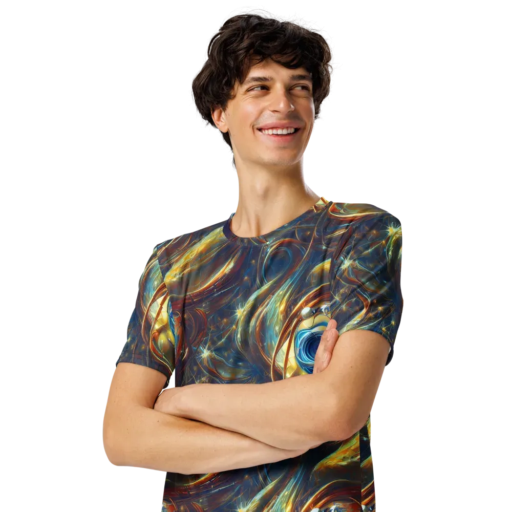 Celestial Vortex on Men's Crew Neck T-Shirt — Left Front