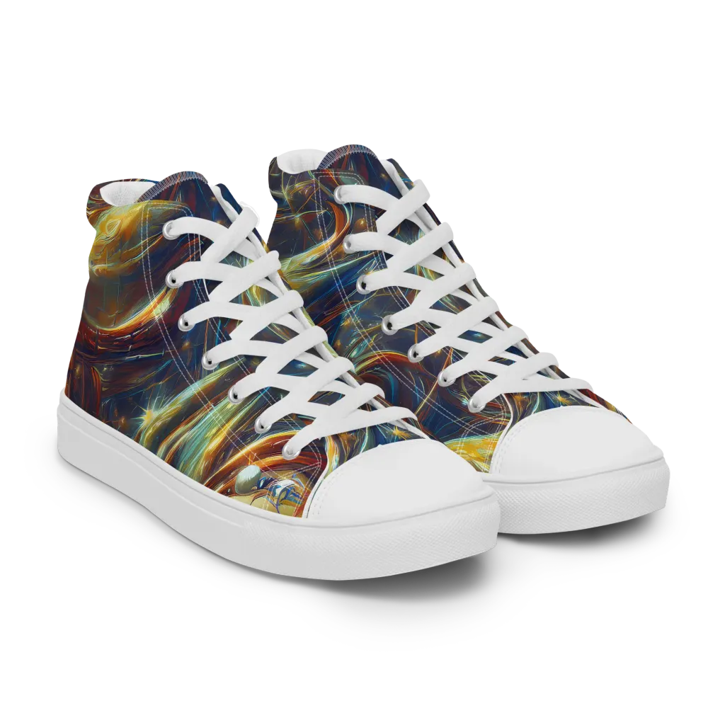 Celestial Vortex on Men's High Top Canvas Shoes — Right Front