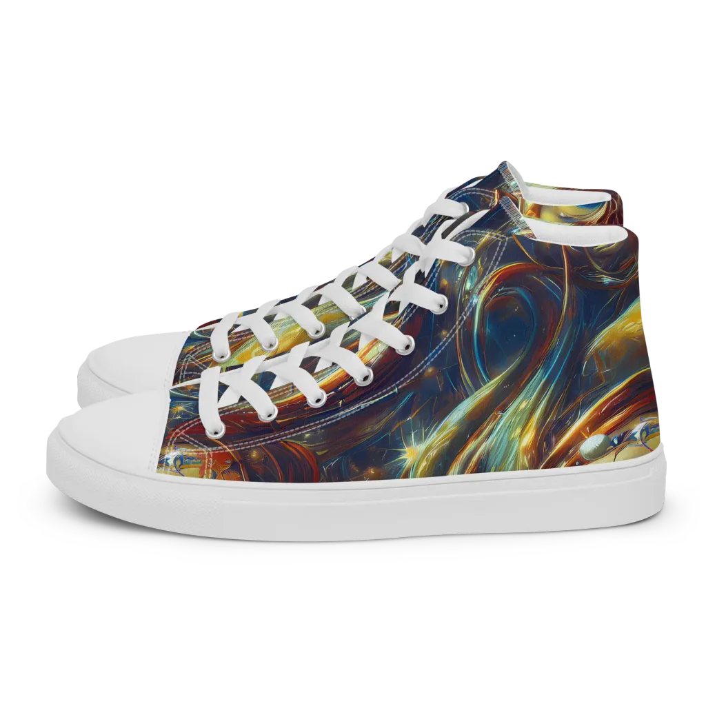 Celestial Vortex on Men's High Top Canvas Shoes — Left