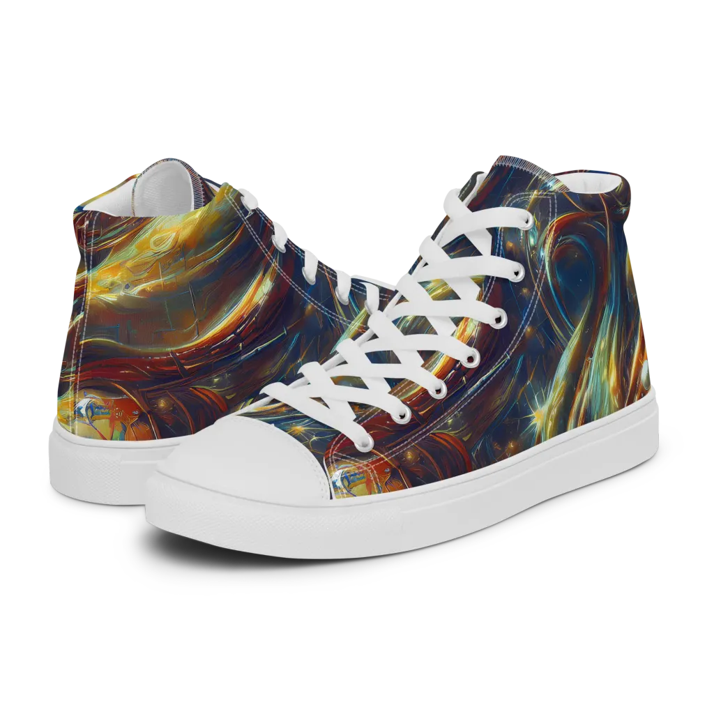 Celestial Vortex on Men's High Top Canvas Shoes — Left