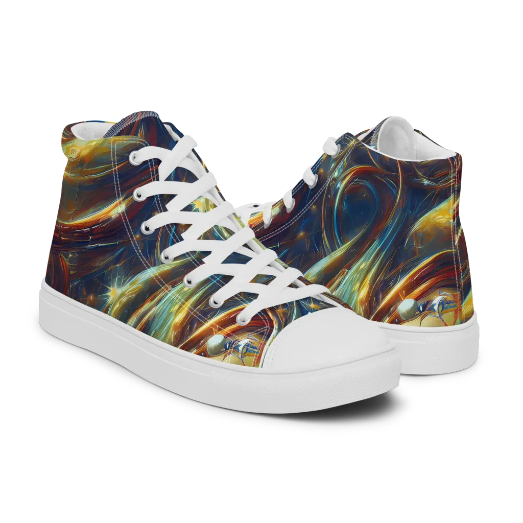 Celestial Vortex on Men's High Top Canvas Shoes — Right