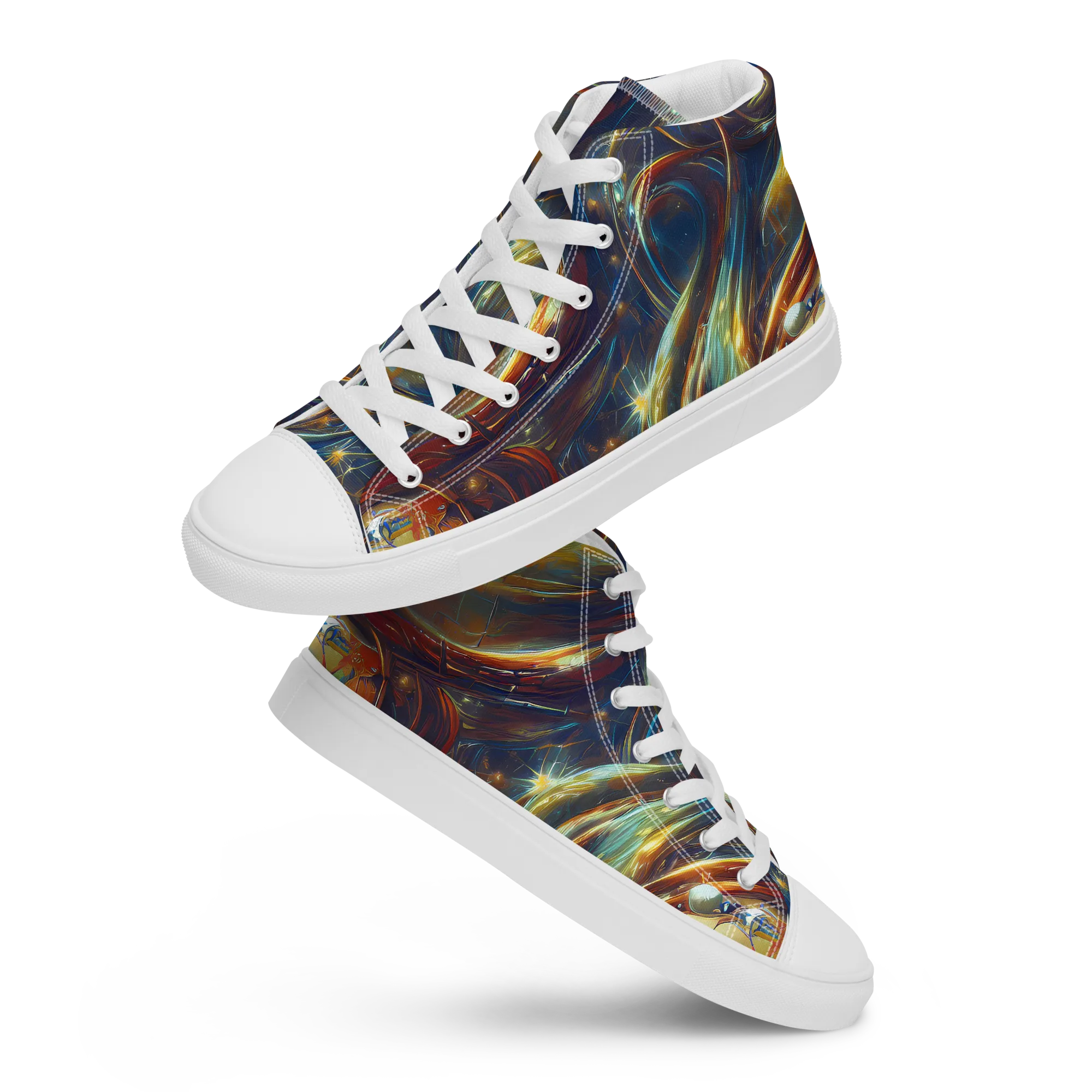 Celestial Vortex on Men's High Top Canvas Shoes — Front