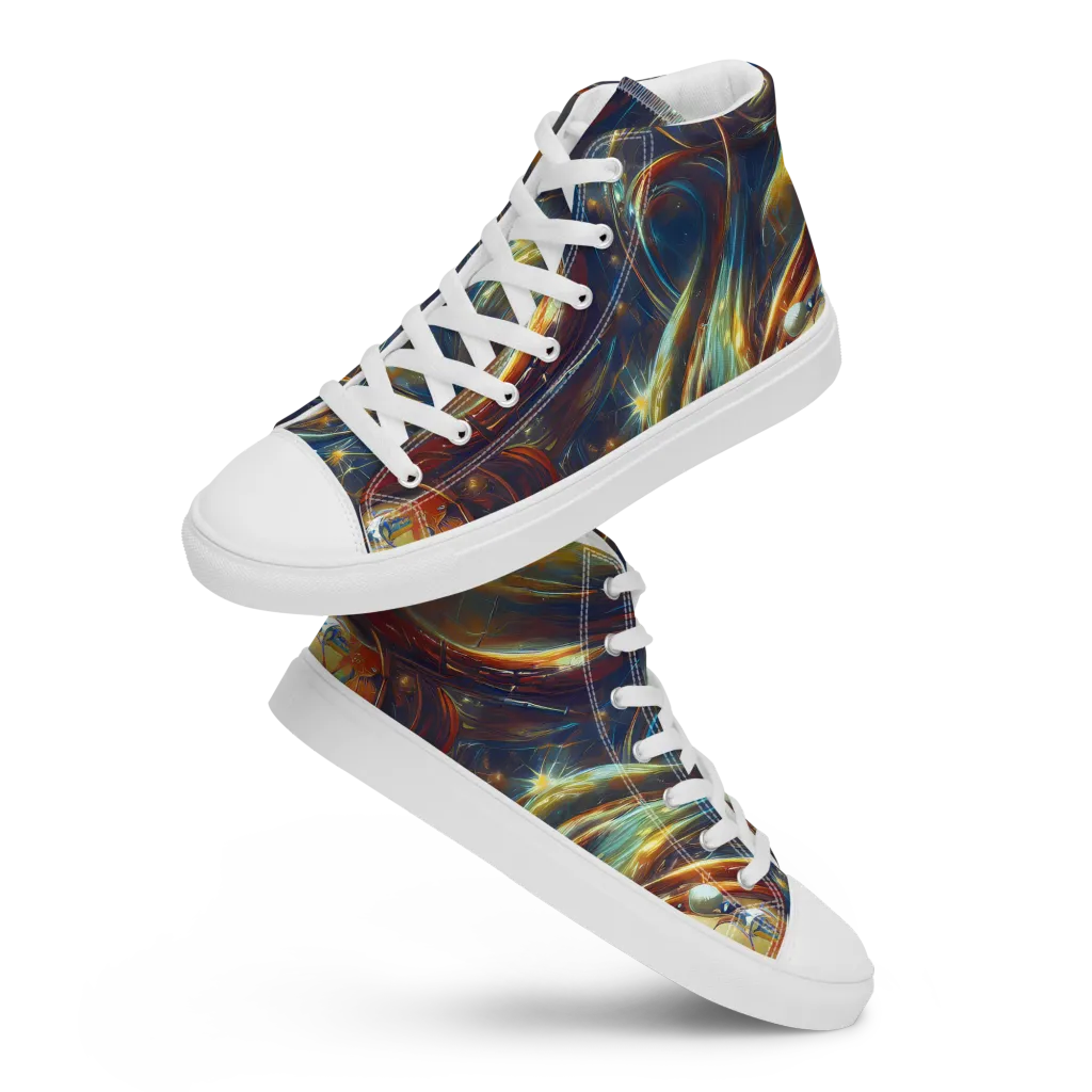 Celestial Vortex on Men's High Top Canvas Shoes — Front