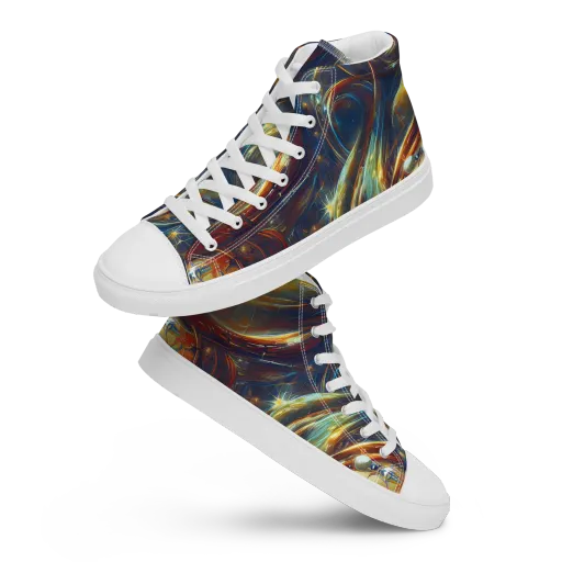 Celestial Vortex on a Men's High Top Canvas Shoes