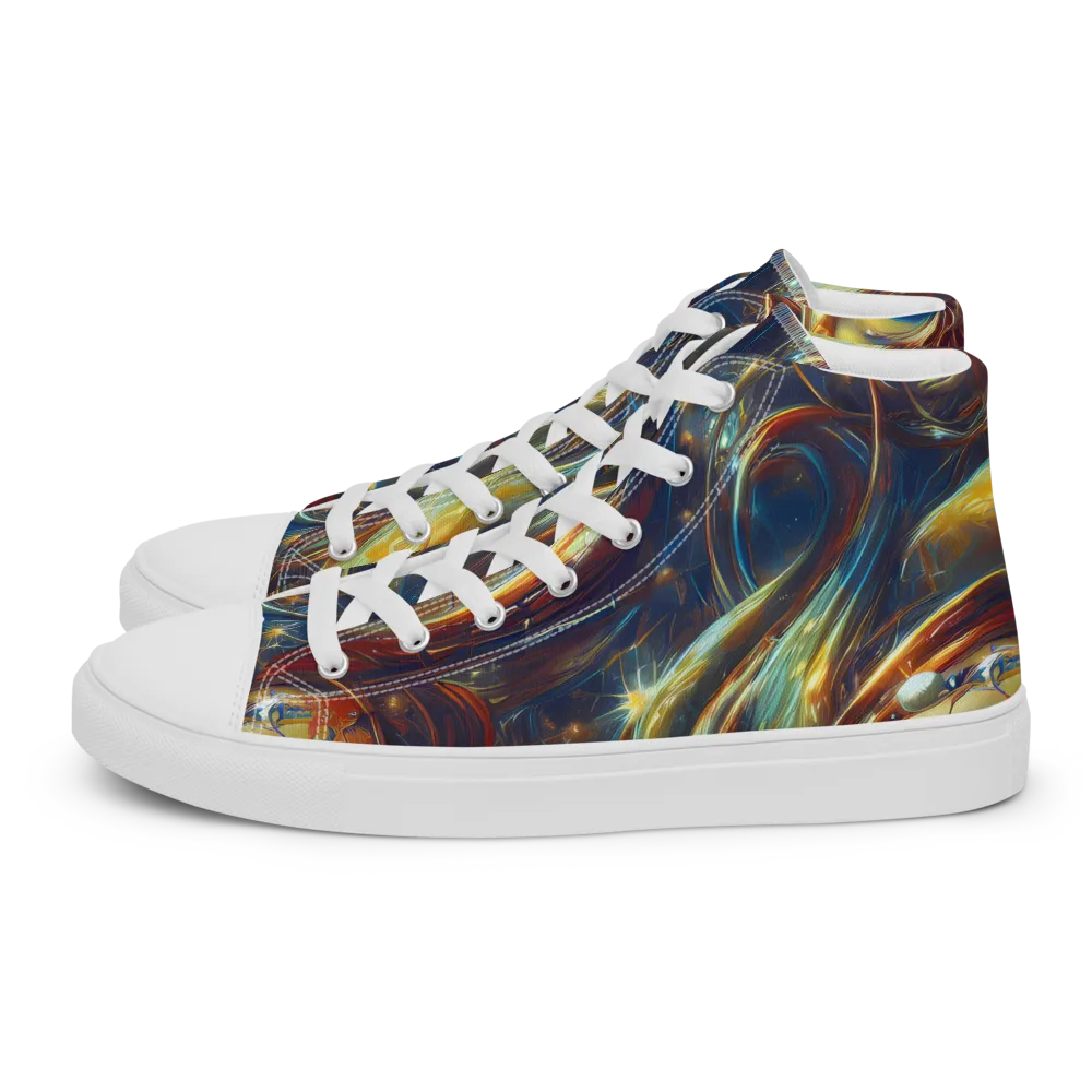 Celestial Vortex on Women's High Top Canvas Shoes — Left