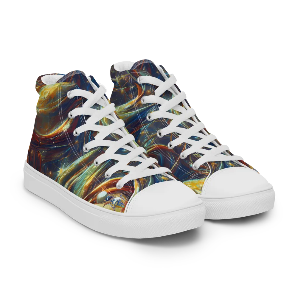 Celestial Vortex on Women's High Top Canvas Shoes — Right Front