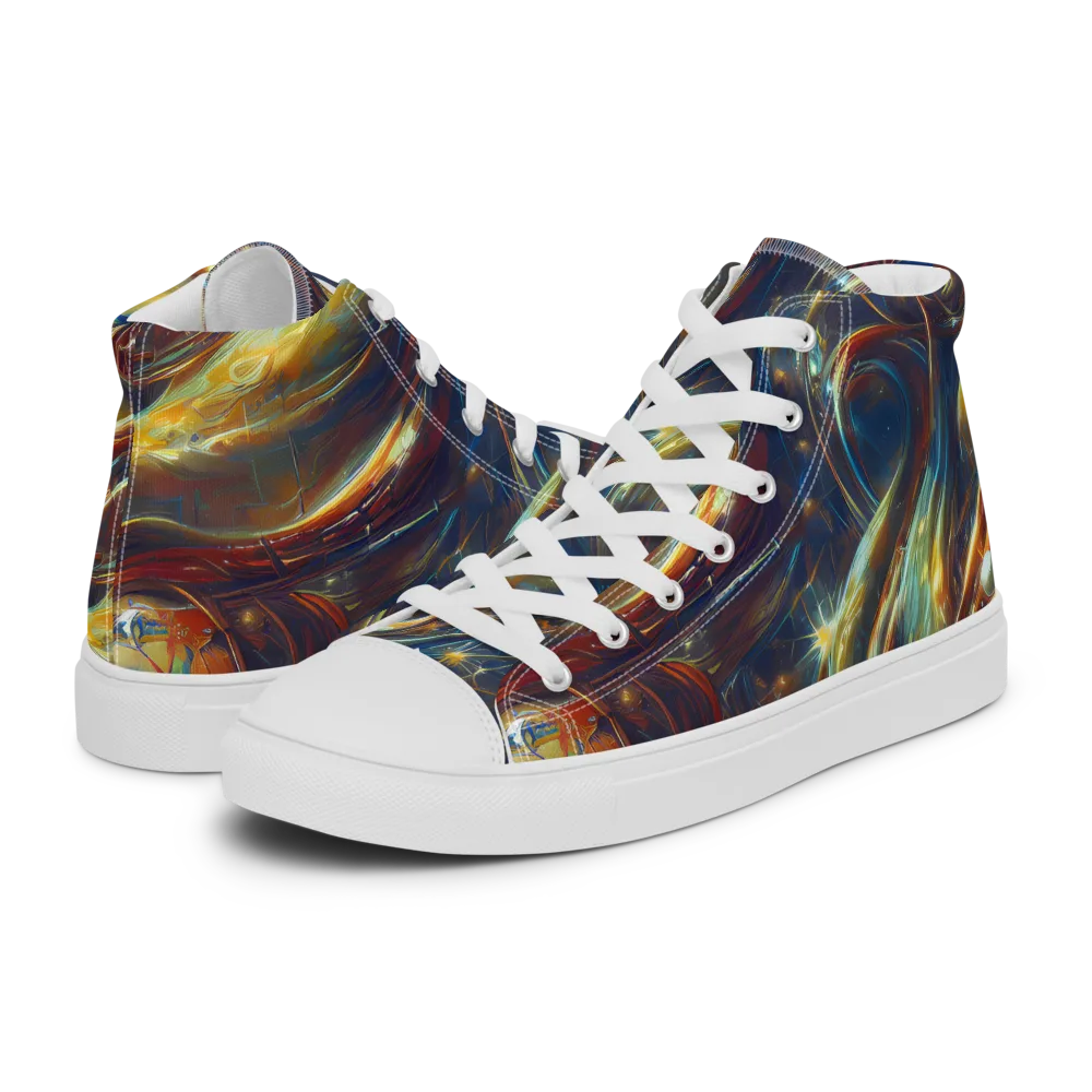 Celestial Vortex on Women's High Top Canvas Shoes — Left