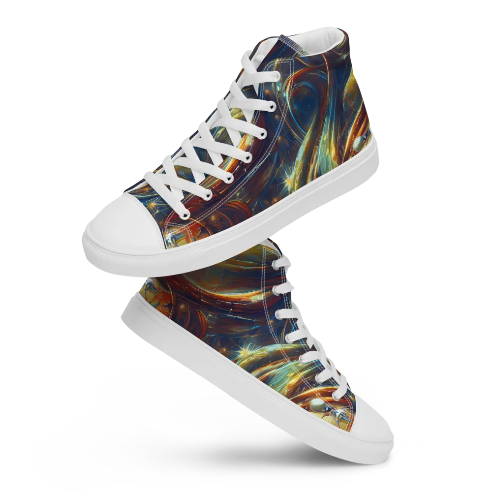 Celestial Vortex on Women's High Top Canvas Shoes — Front