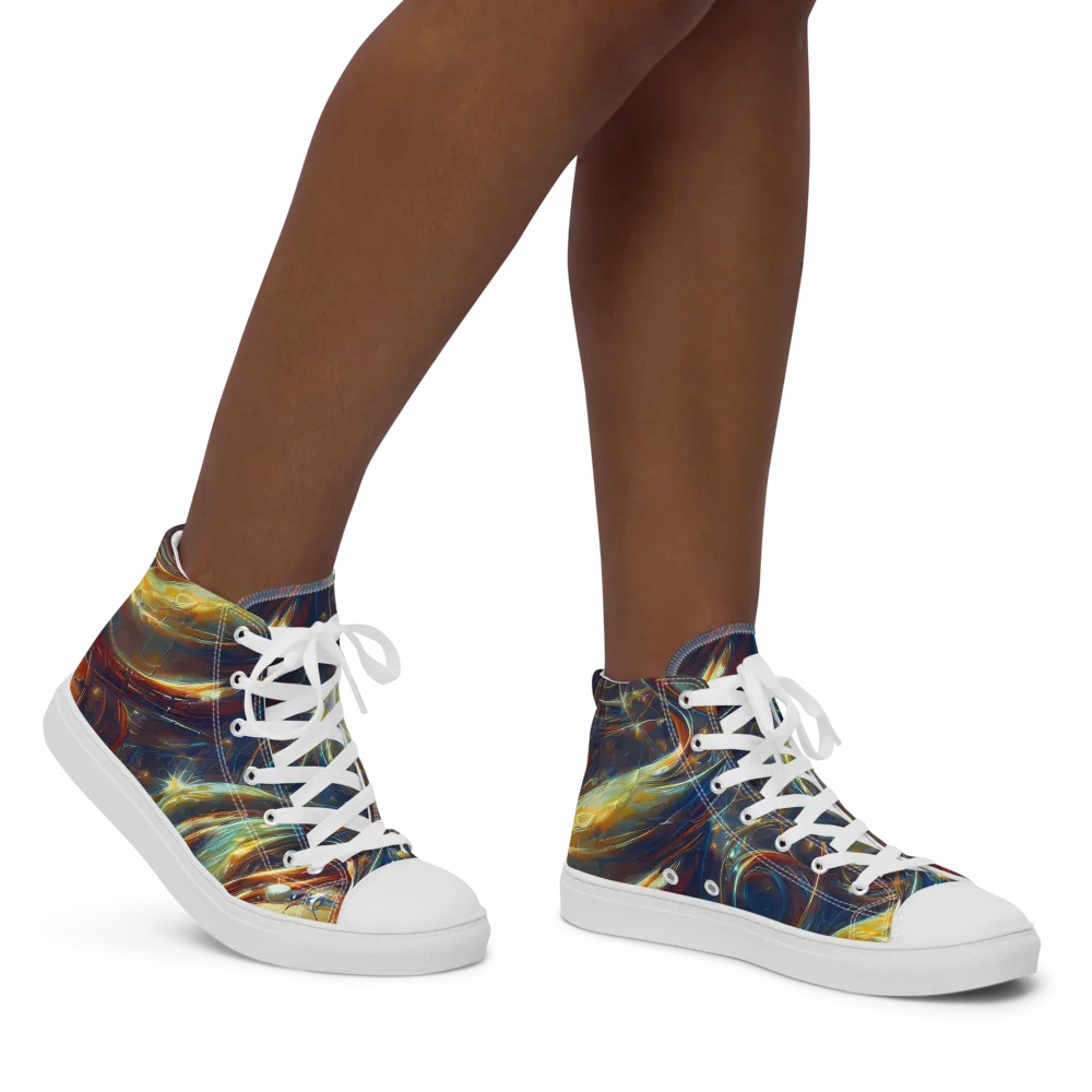Celestial Vortex on Women's High Top Canvas Shoes — Right