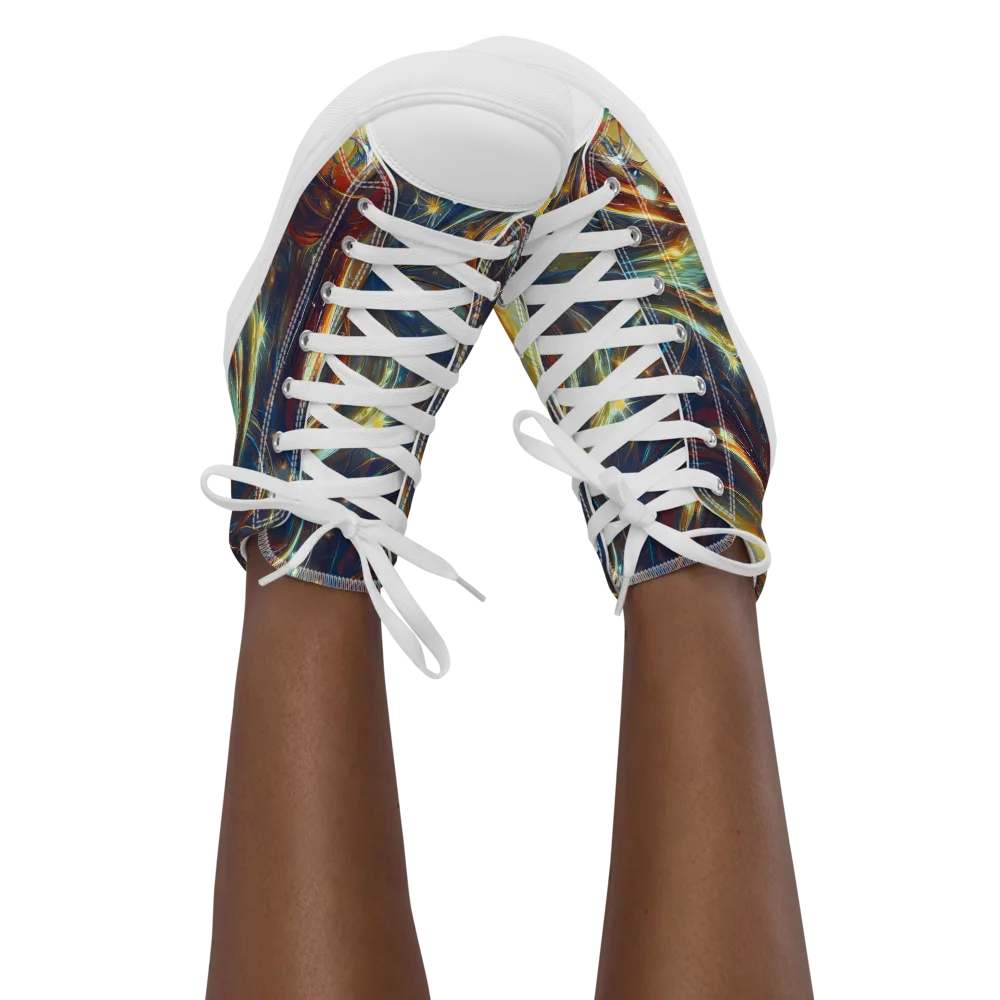 Celestial Vortex on Women's High Top Canvas Shoes — Front