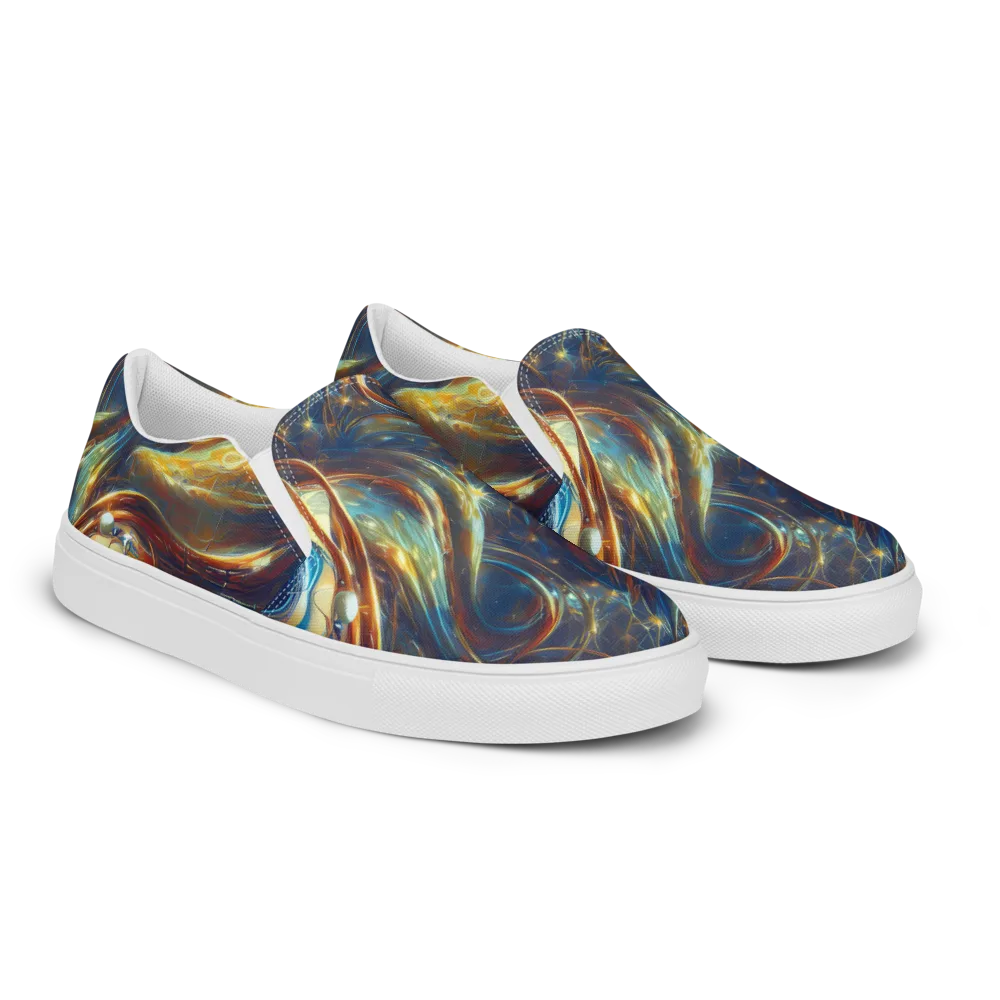 Celestial Vortex on Men's Slip-On Canvas Shoes — Right Front
