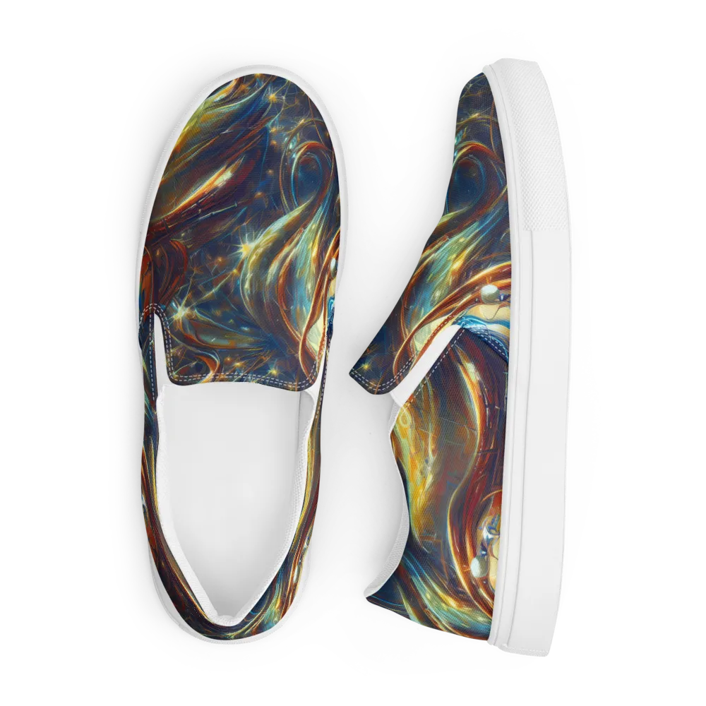 Celestial Vortex on Men's Slip-On Canvas Shoes — Front