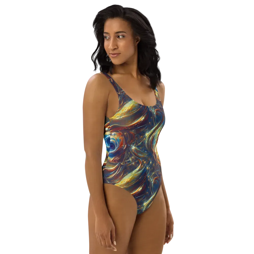 Celestial Vortex on One-Piece Swimsuit — Right