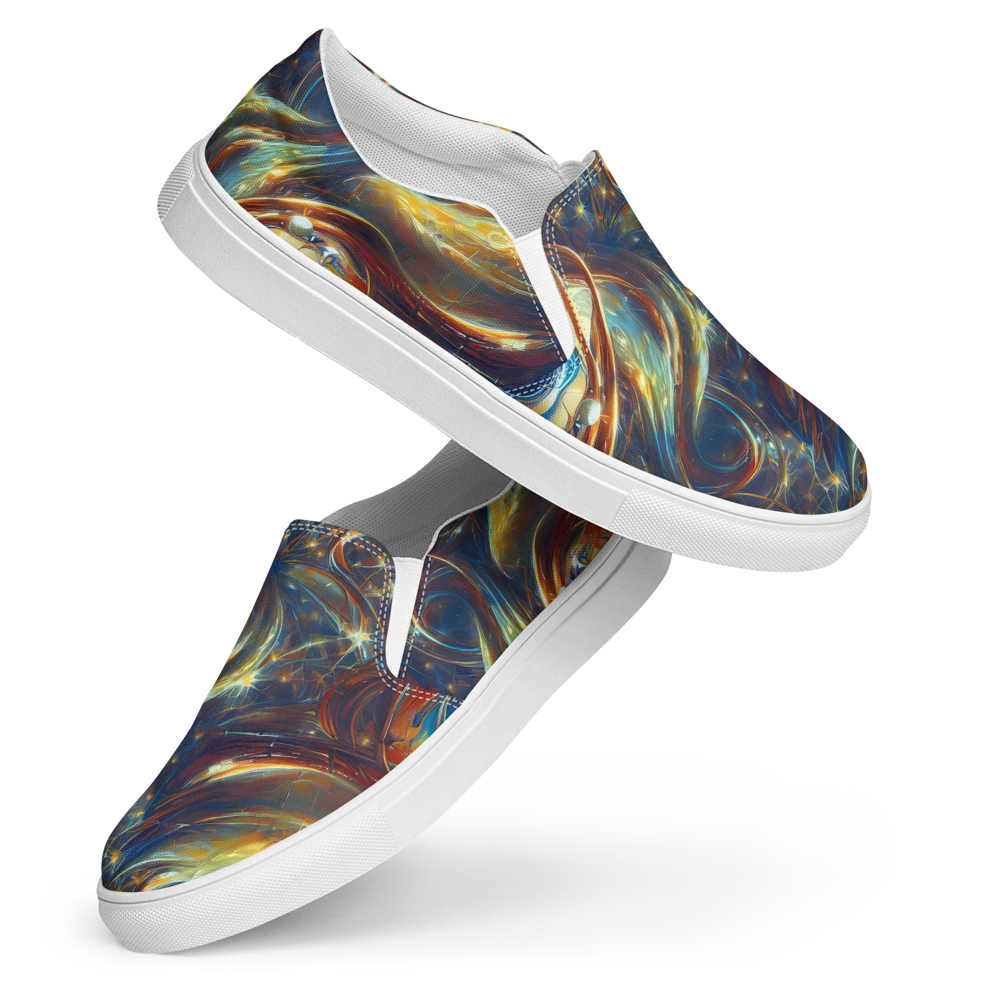 Celestial Vortex on Women's Slip-On Canvas Shoes — Front