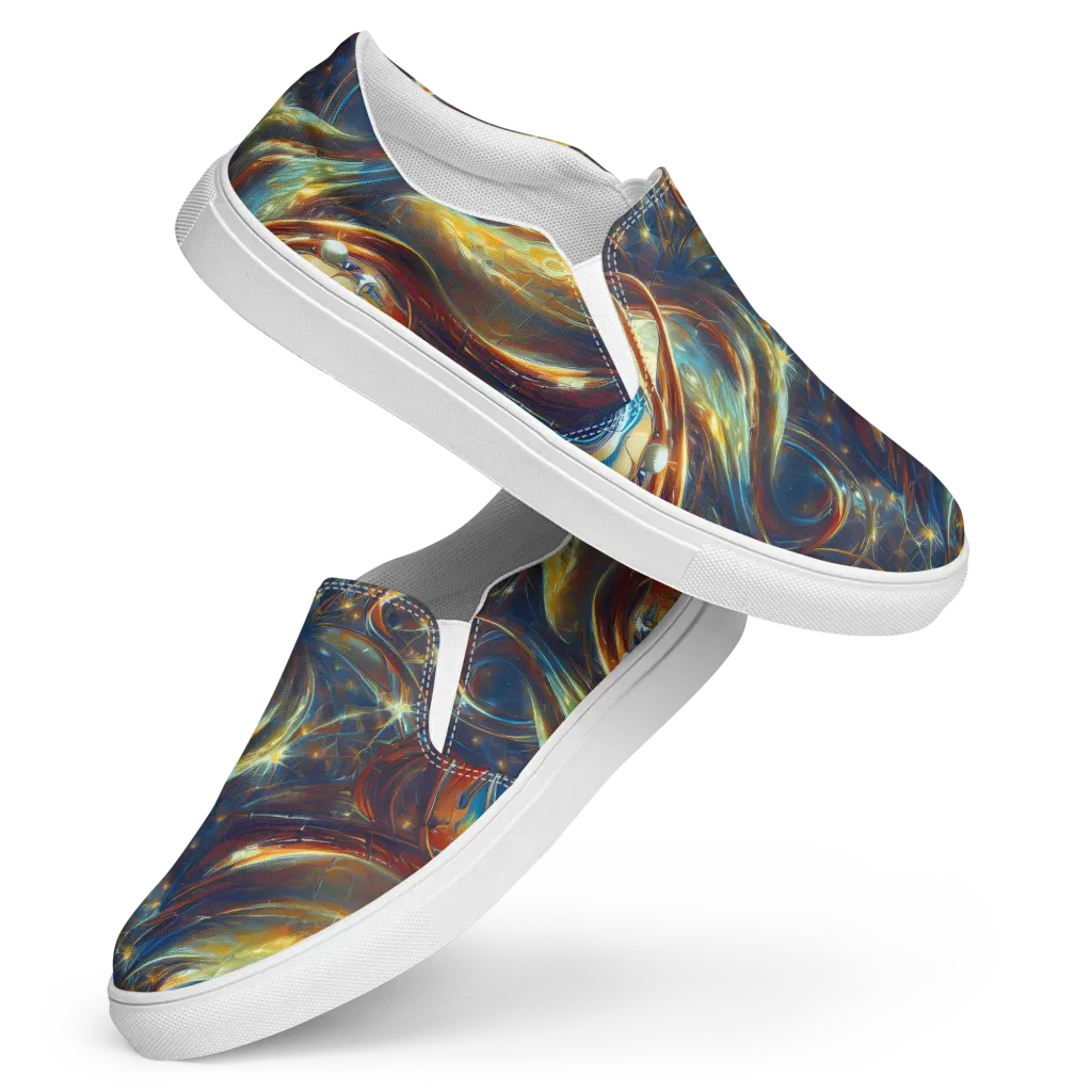 Celestial Vortex on Women's Slip-On Canvas Shoes — Front