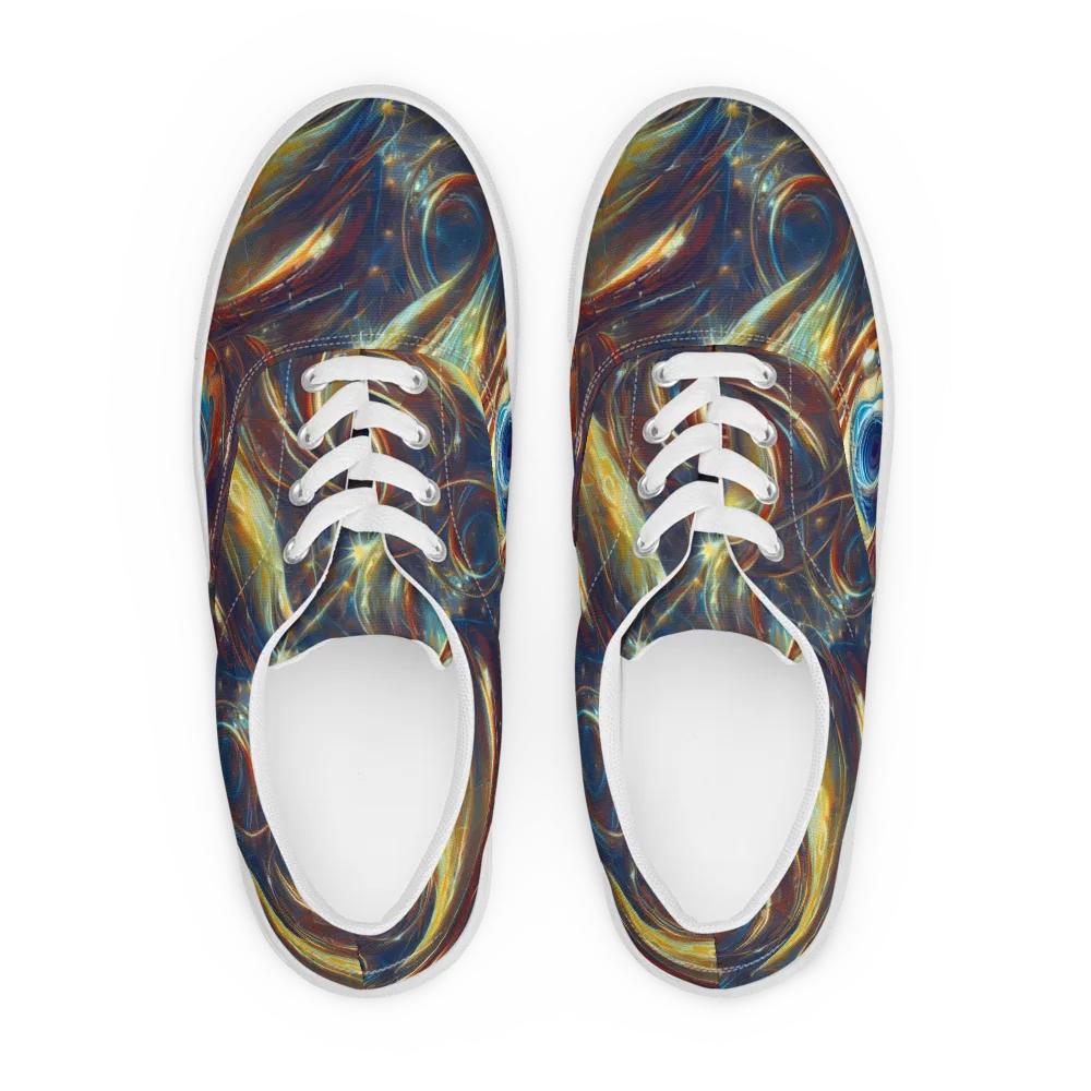 Celestial Vortex on Men's Lace-Up Canvas Shoes — Front