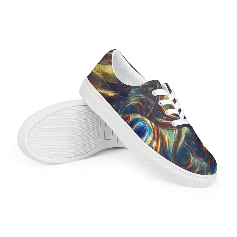 Celestial Vortex on Men's Lace-Up Canvas Shoes — Right Front