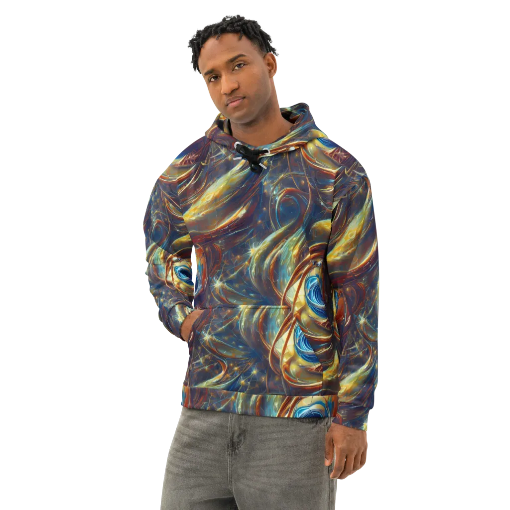 Celestial Vortex on Cotton Hoodie — Left Front