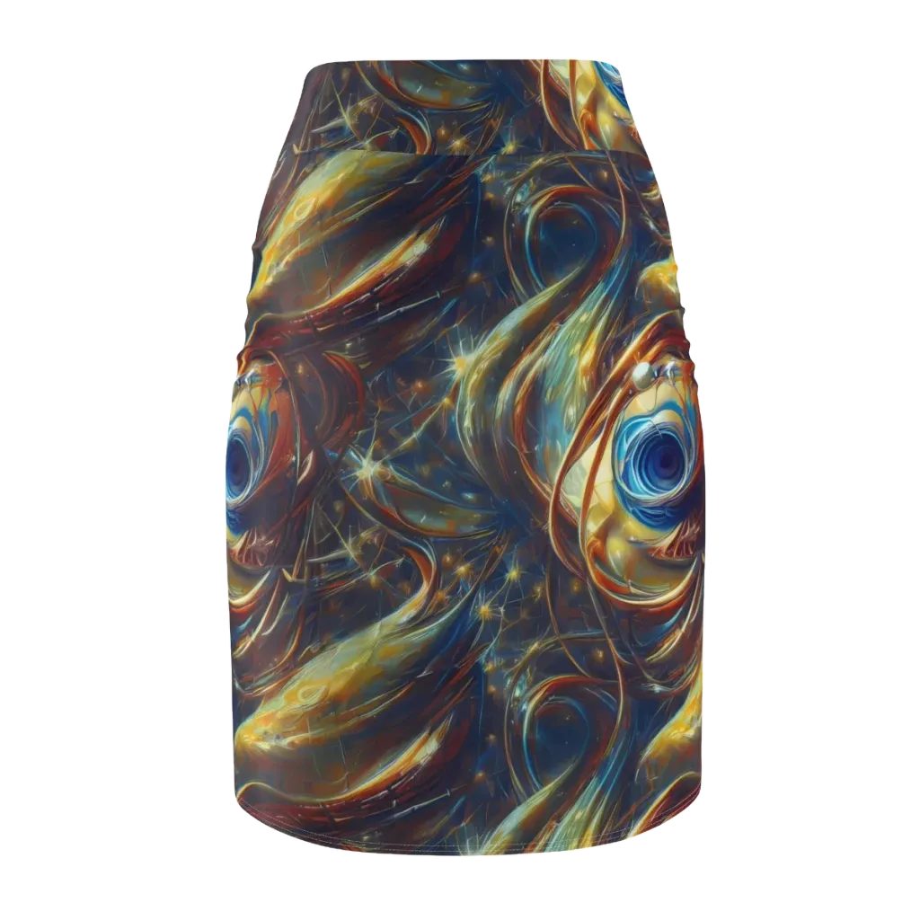 Celestial Vortex on Pencil Skirt — Back
