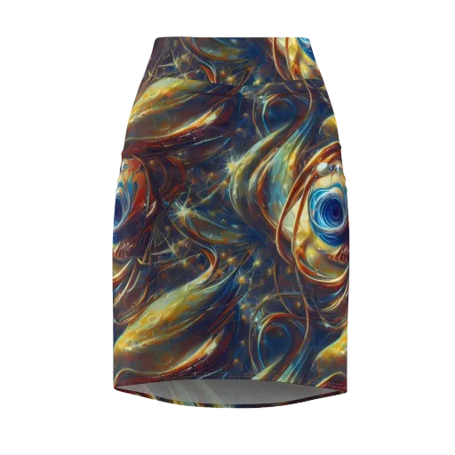 Celestial Vortex on a Pencil Skirt