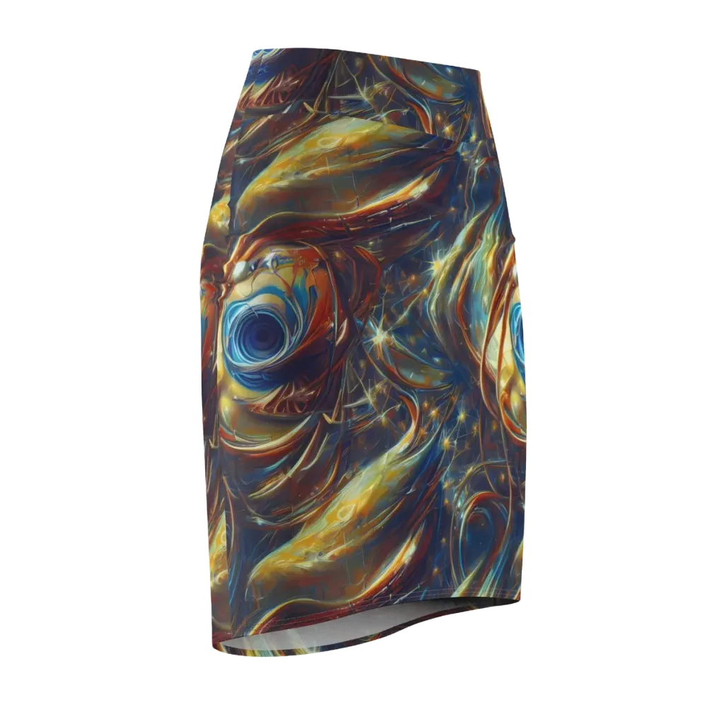 Celestial Vortex on Pencil Skirt — Front Side