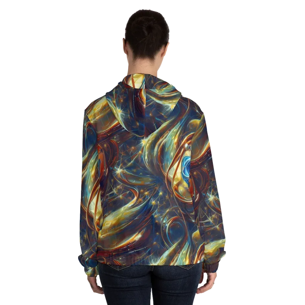 Celestial Vortex on Women's Full-Zip Hoodie — Back On Person