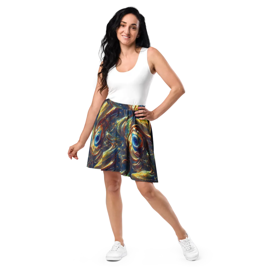Celestial Vortex on Skater Skirt — Front