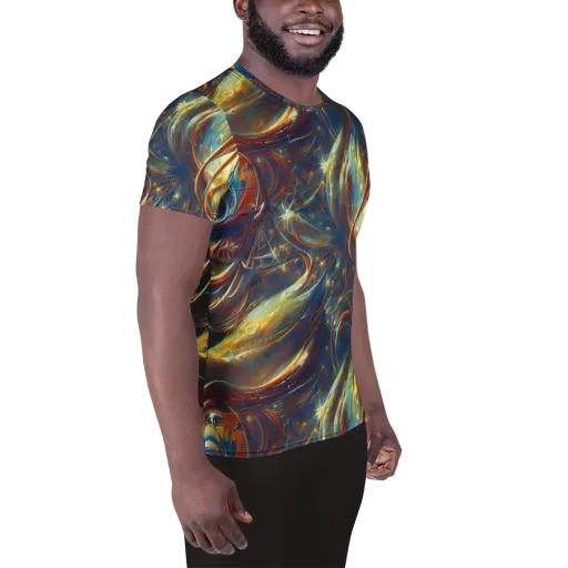 Celestial Vortex on a Men's Athletic T-Shirt