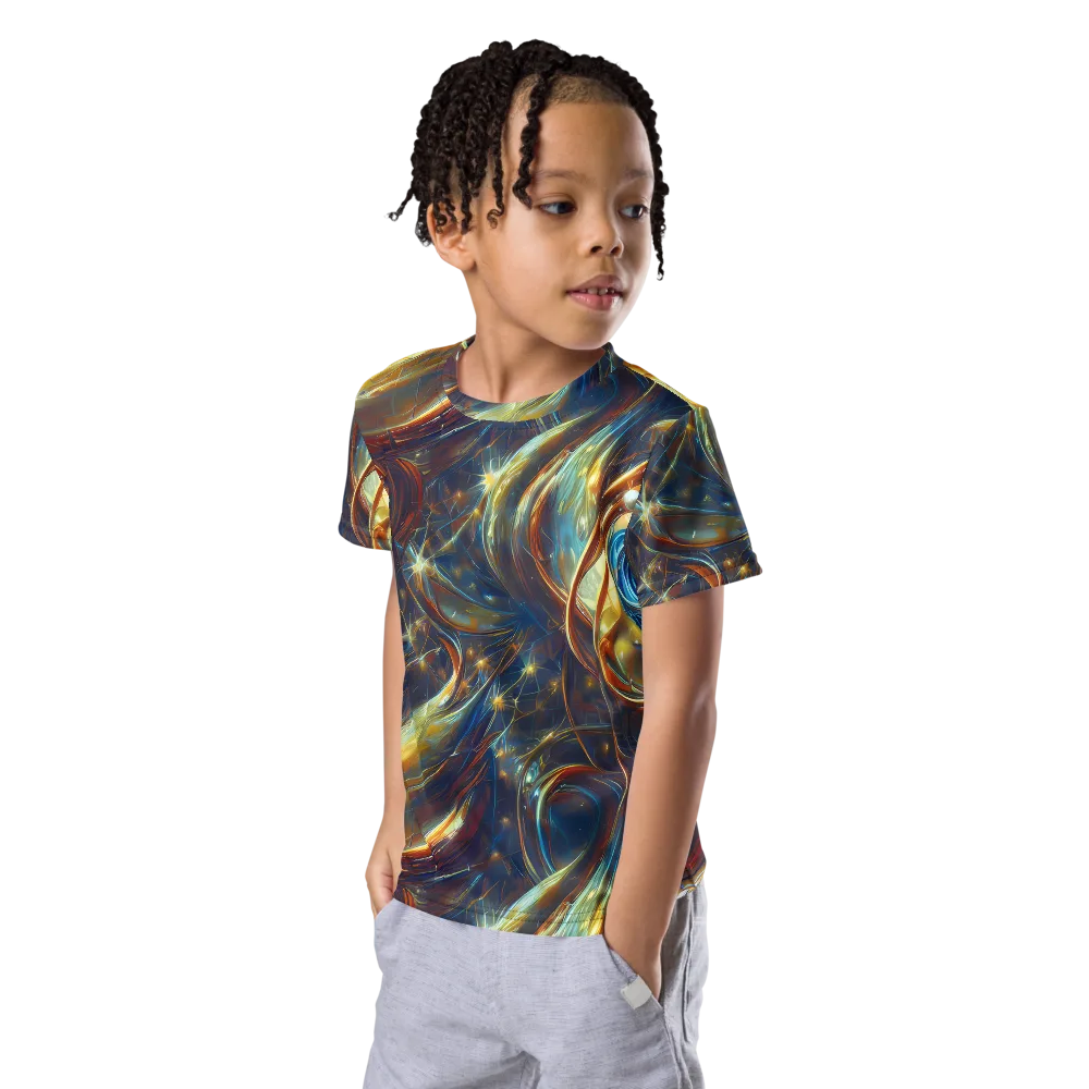 Celestial Vortex on Kids Crew Neck T-Shirt — Left Front