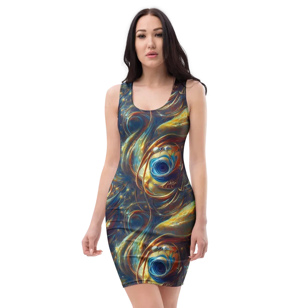Celestial Vortex on Bodycon Dress — Front