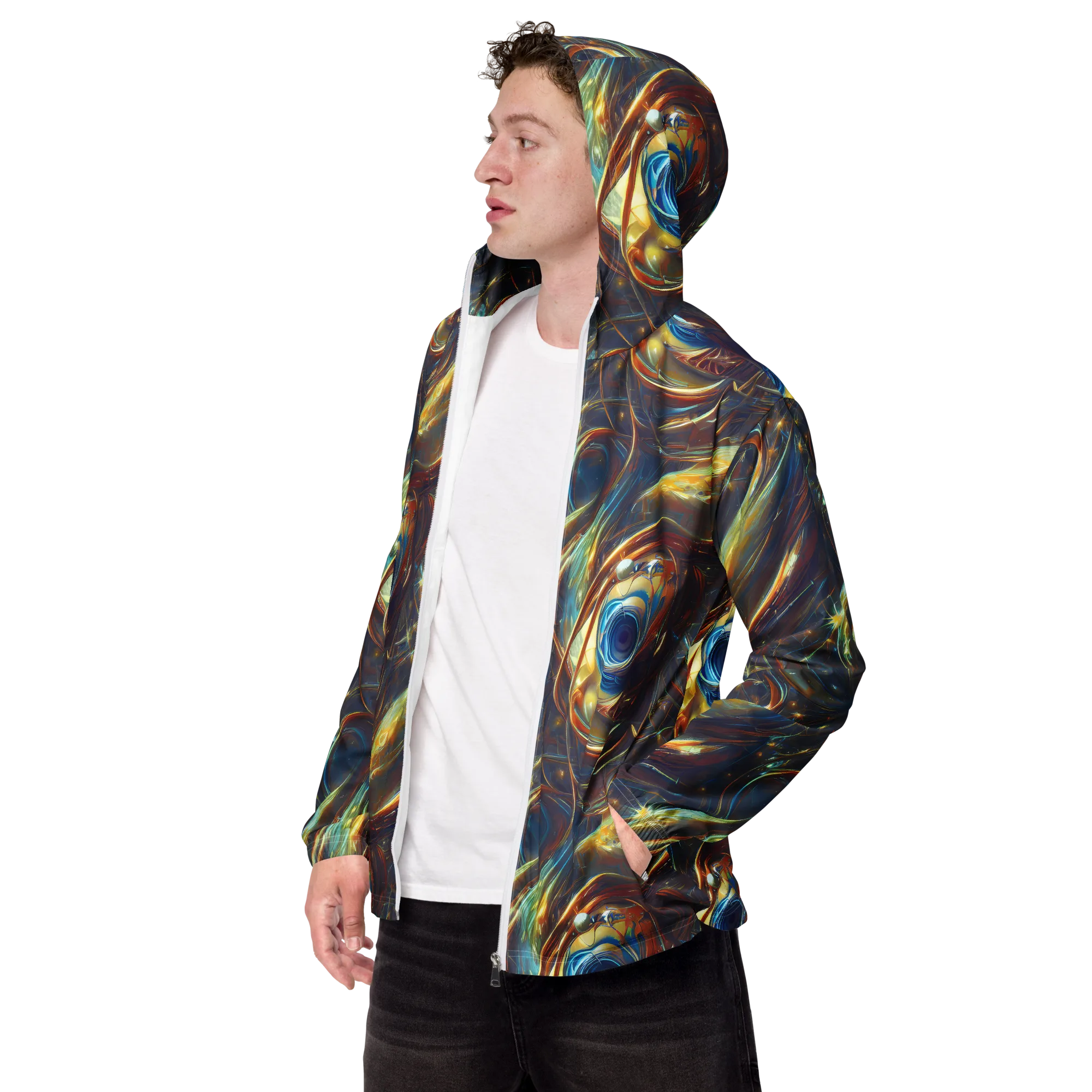 Celestial Vortex on Men's Windbreaker — Left Front