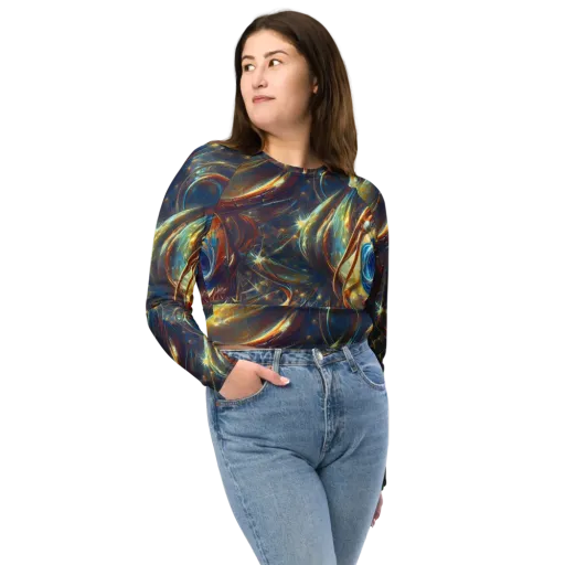Celestial Vortex on a Long Sleeve Crop Top