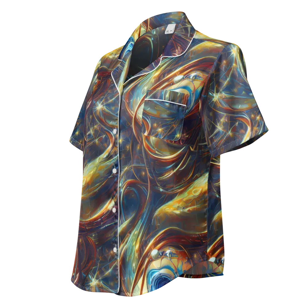 Celestial Vortex on Women's Short Sleeve Pajama Top — Left Front