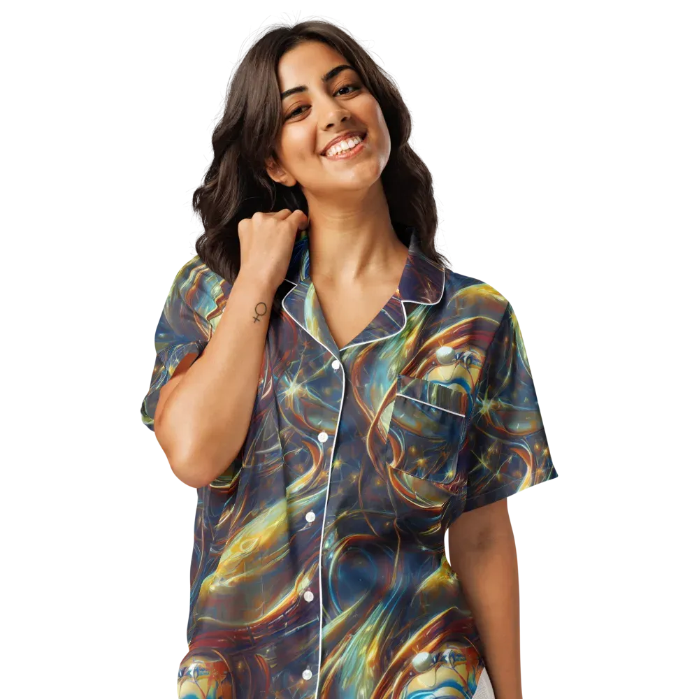 Celestial Vortex on Women's Short Sleeve Pajama Top — Front