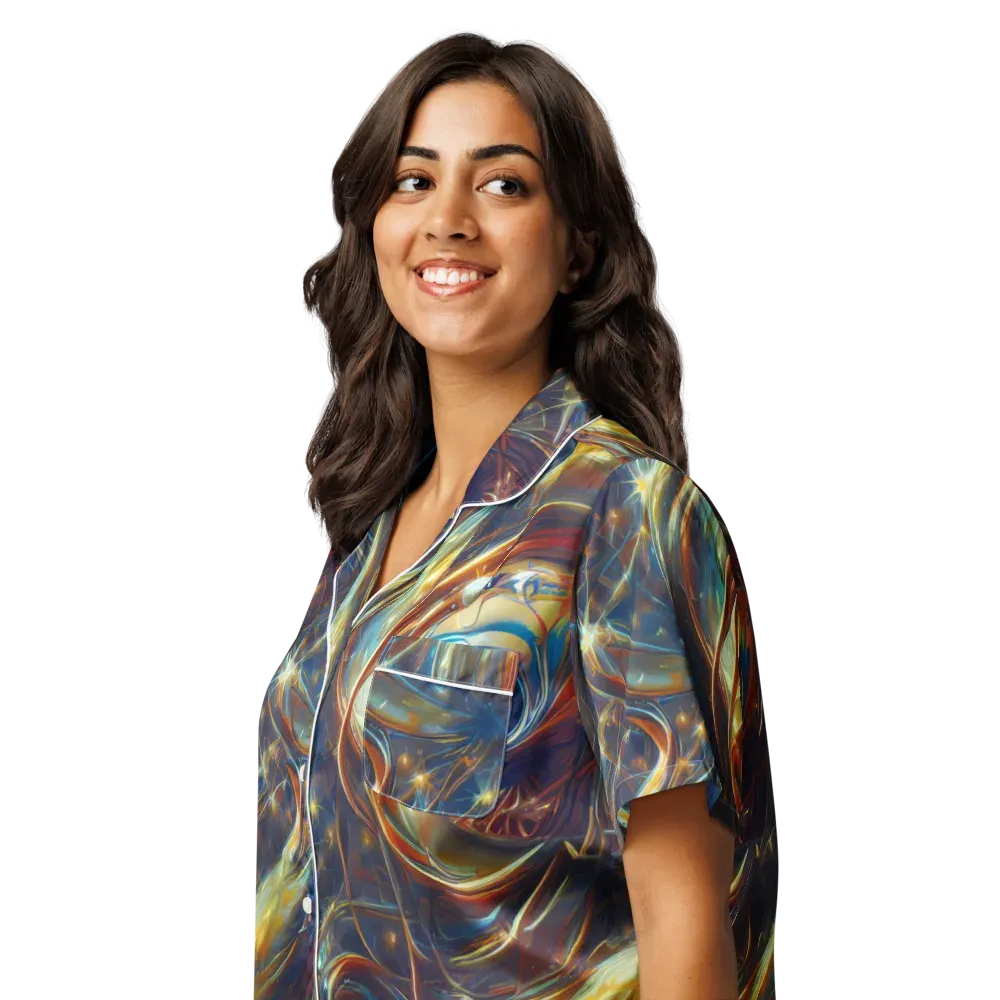 Celestial Vortex on Women's Short Sleeve Pajama Top — Left Front