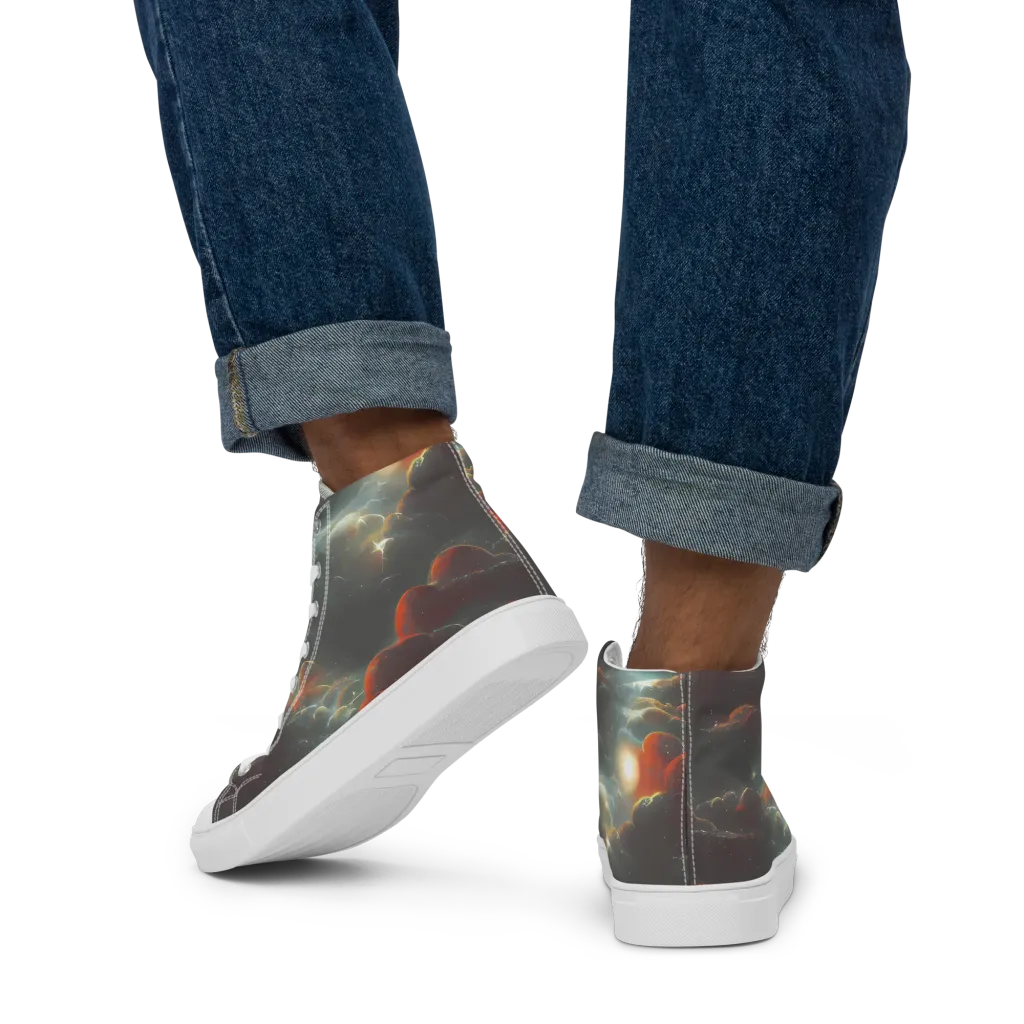 Stellar Highlands on Men's High Top Canvas Shoes — Back