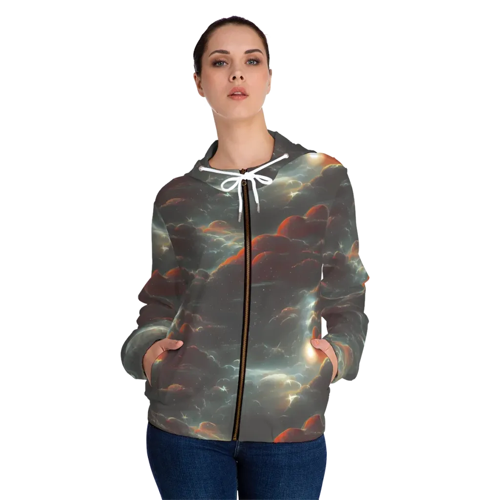 Stellar Highlands on Women's Full-Zip Hoodie — Front On Person