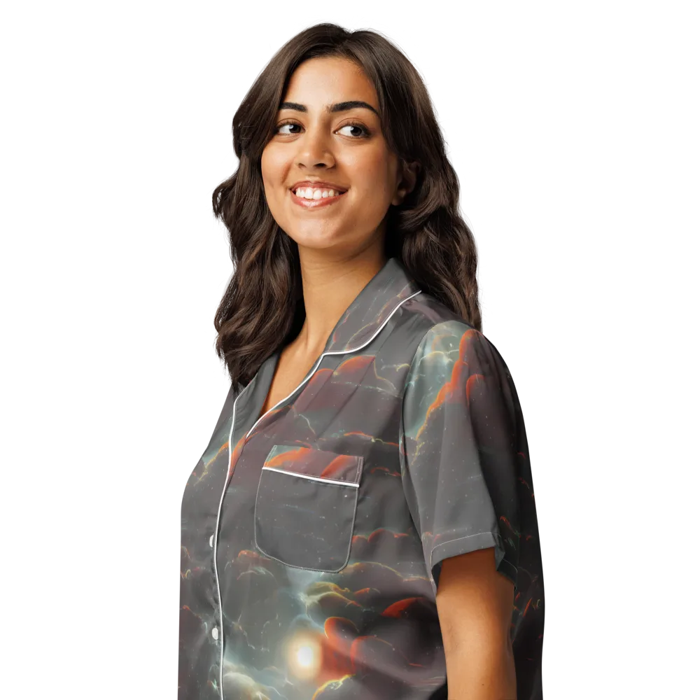 Stellar Highlands on Women's Short Sleeve Pajama Top — Left Front