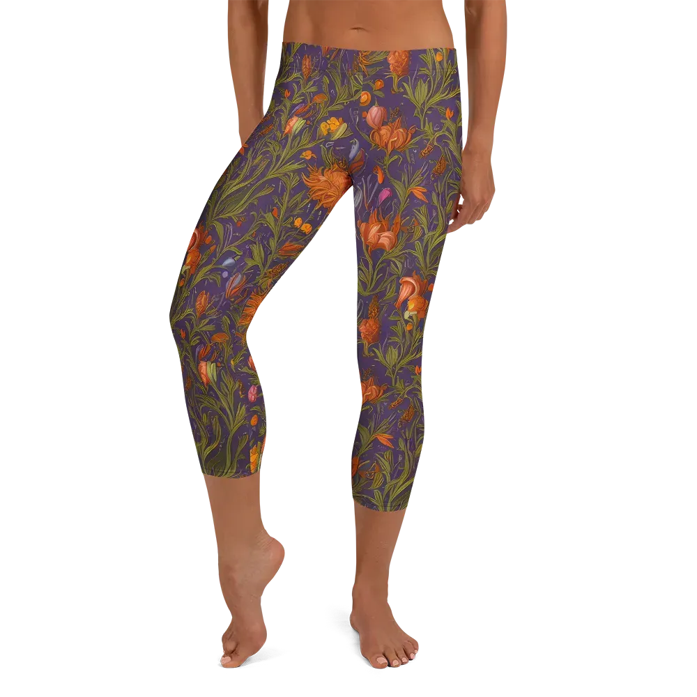 Botanical Nebula on Capri Leggings — Front