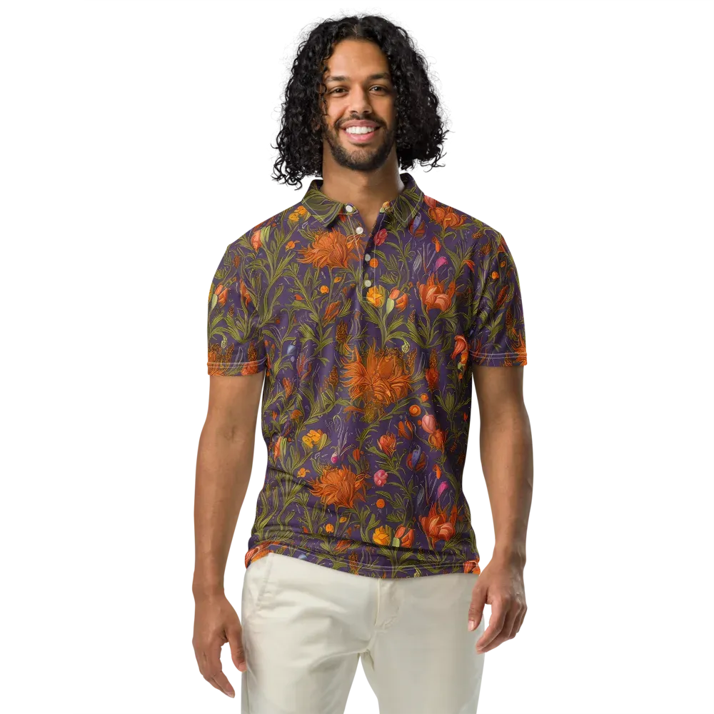 Botanical Nebula on Men's Slim Fit Polo Shirt — Front