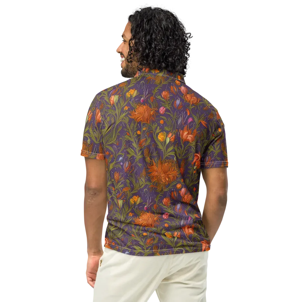 Botanical Nebula on Men's Slim Fit Polo Shirt — Back