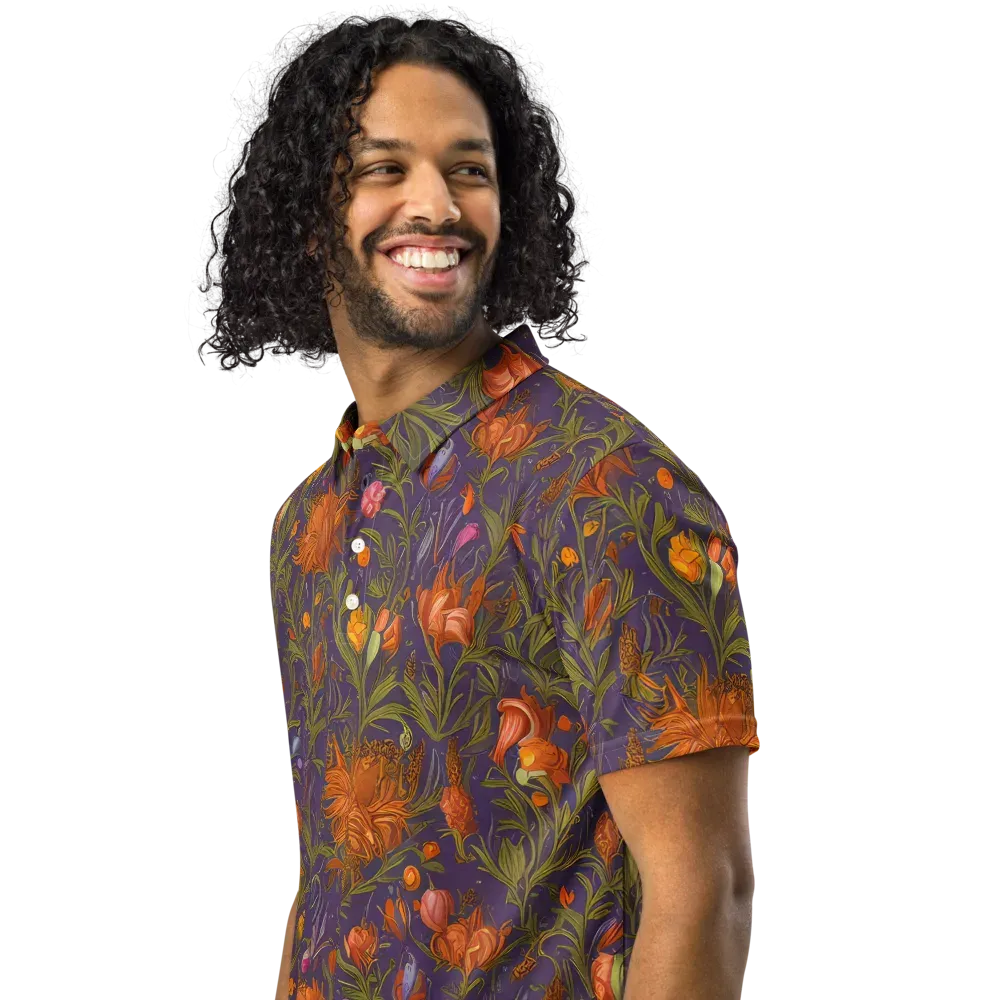 Botanical Nebula on Men's Slim Fit Polo Shirt — Left Front