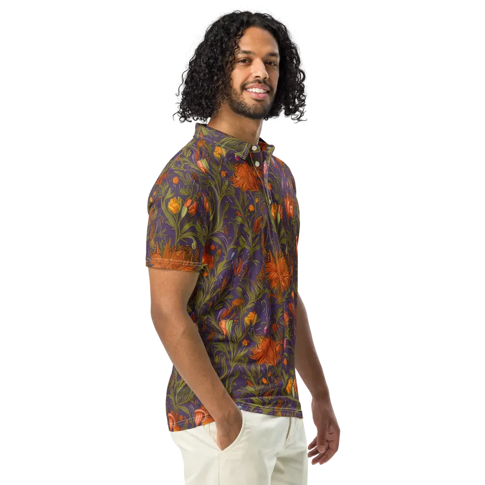 Botanical Nebula on Men's Slim Fit Polo Shirt — Right Front
