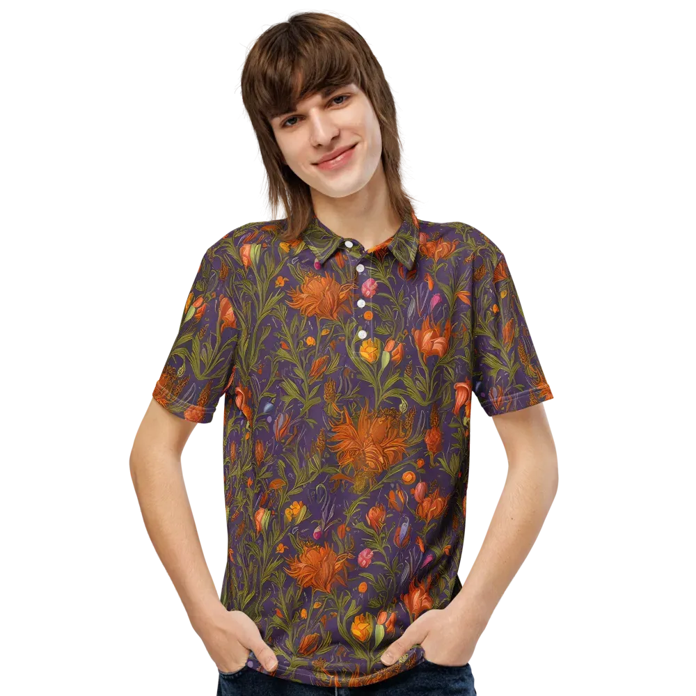 Botanical Nebula on Men's Slim Fit Polo Shirt — Front