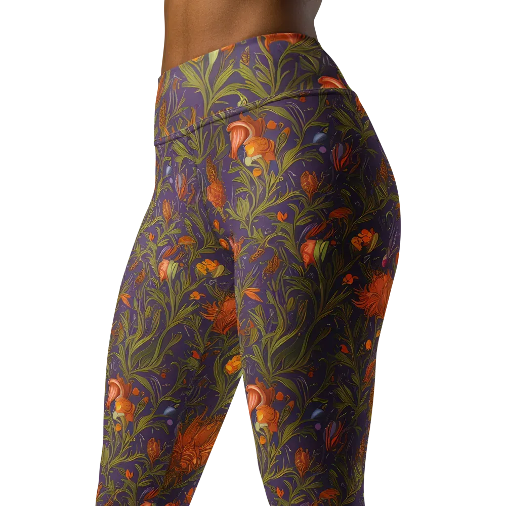Botanical Nebula on Yoga Leggings — Left Front
