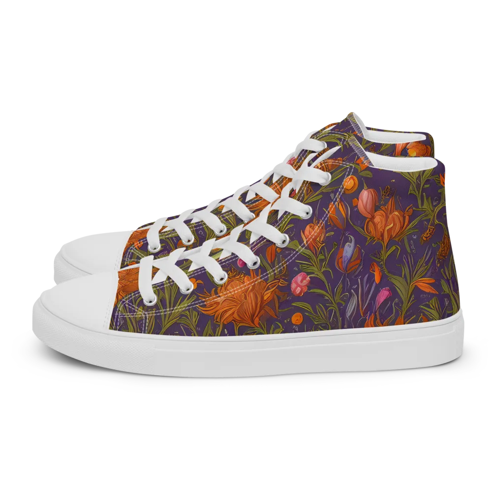 Botanical Nebula on Men's High Top Canvas Shoes — Left